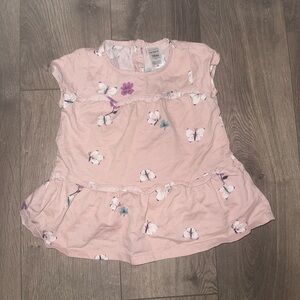 Carter's Pink Butterfly Ruffle Dress-Style Top